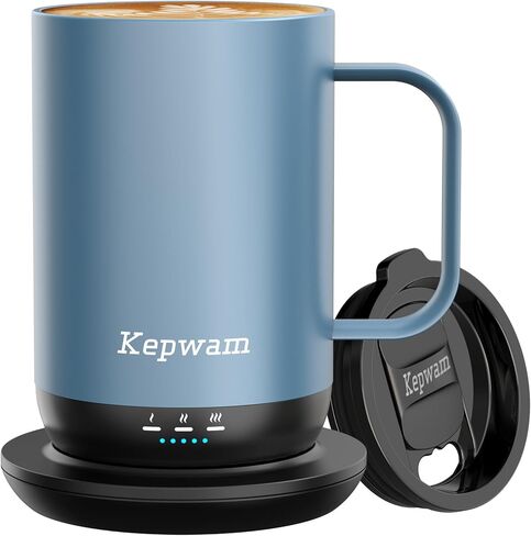 Kepwam Self-Heating Coffee Mug T1-16oz, Fast Heating Rechargeable Heated Coffee Mug, Smart Mug with App & Button Control, Ideal Gift for Coffee Lovers & Hot Drink Enthusiasts in Saudi Arabia