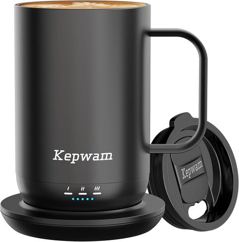 Kepwam Self-Heating Coffee Mug T1-16oz, Fast Heating Rechargeable Heated Coffee Mug, Smart Mug with App & Button Control, Ideal Gift for Coffee Lovers & Hot Drink Enthusiasts in Saudi Arabia
