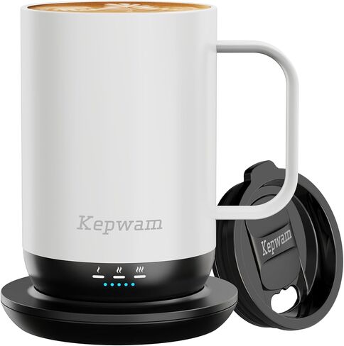 Kepwam Self-Heating Coffee Mug T1-16oz, Fast Heating Rechargeable Heated Coffee Mug, Smart Mug with App & Button Control, Ideal Gift for Coffee Lovers & Hot Drink Enthusiasts in Saudi Arabia