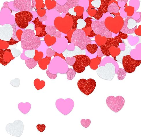 Gift Boutique Valentine Foam Heart Stickers 360 Pack Self Adhesive Red Pink White Glitter Shapes for DIY Crafts Cards Scrapbooking Decorations in Kuwait
