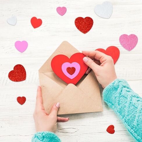 Gift Boutique Valentine Foam Heart Stickers 360 Pack Self Adhesive Red Pink White Glitter Shapes for DIY Crafts Cards Scrapbooking Decorations in Kuwait