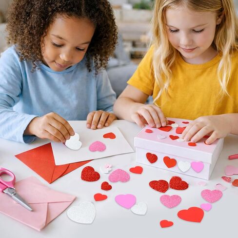 Gift Boutique Valentine Foam Heart Stickers 360 Pack Self Adhesive Red Pink White Glitter Shapes for DIY Crafts Cards Scrapbooking Decorations in Kuwait