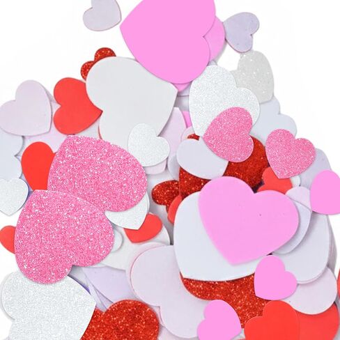 Gift Boutique Valentine Foam Heart Stickers 360 Pack Self Adhesive Red Pink White Glitter Shapes for DIY Crafts Cards Scrapbooking Decorations in Kuwait