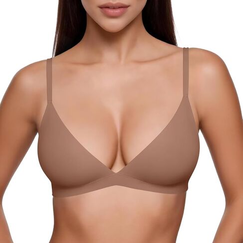 Vertvie Womens Wireless Triangle Bralette Plunge Unlined Seamless Bras No Underwire Sexy Comfortable Unpadded Everyday Bra in Saudi Arabia
