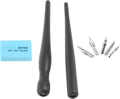 Stainless Steel Pen Set with 2 Holders, 5 Nibs, and Soft Rubber Eraser for Manga Drawing in Saudi Arabia