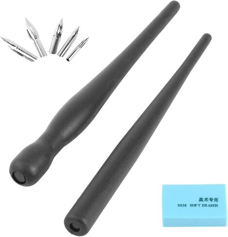 Stainless Steel Pen Set with 2 Holders, 5 Nibs, and Soft Rubber Eraser for Manga Drawing in Saudi Arabia
