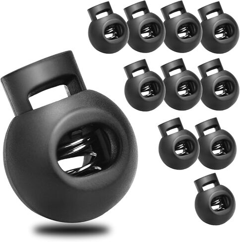 CooBigo 50Pack Single Hole Round Plastic Cord Locks, Spring Toggle Stopper for Drawstring Paracord Elastic Shoeslace Lock Glove Hats Sweatpant Hoodie Backpack String Clip Fastener Replacement in Saudi Arabia