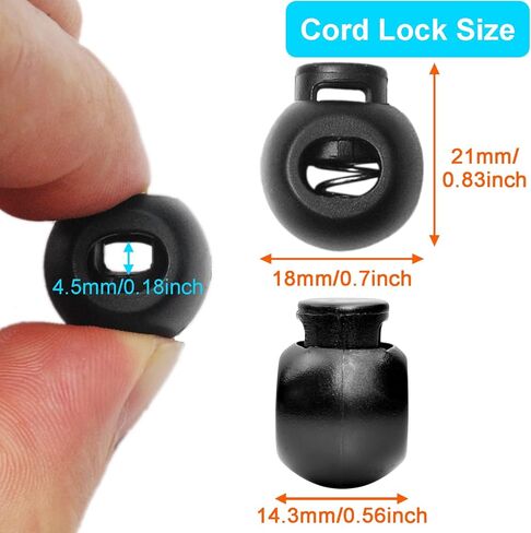 CooBigo 50Pack Single Hole Round Plastic Cord Locks, Spring Toggle Stopper for Drawstring Paracord Elastic Shoeslace Lock Glove Hats Sweatpant Hoodie Backpack String Clip Fastener Replacement in Saudi Arabia