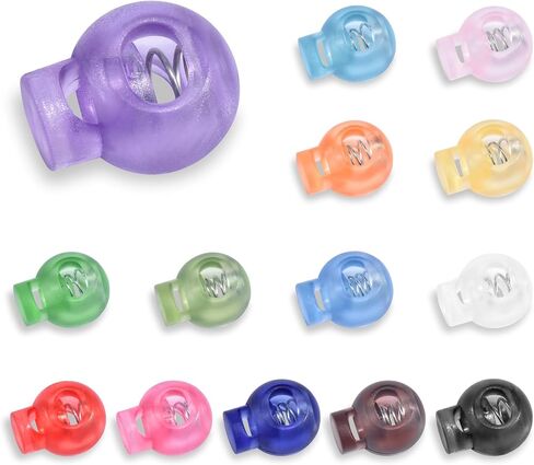 CooBigo 50Pack Single Hole Round Plastic Cord Locks, Spring Toggle Stopper for Drawstring Paracord Elastic Shoeslace Lock Glove Hats Sweatpant Hoodie Backpack String Clip Fastener Replacement in Saudi Arabia
