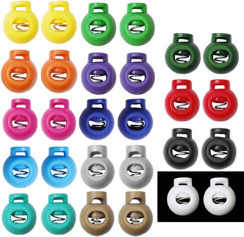 CooBigo 50Pack Single Hole Round Plastic Cord Locks, Spring Toggle Stopper for Drawstring Paracord Elastic Shoeslace Lock Glove Hats Sweatpant Hoodie Backpack String Clip Fastener Replacement in Saudi Arabia