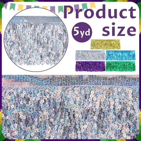 Lyrow 25 ياردة ماردي غرا الترتر هامش تقليم 6 بوصة الترتر شرابات الخياطة تقليم لماردي غرا DIY الأزياء الخياطة موكب اللباس الملابس ديكور حزب الزينة in Kuwait