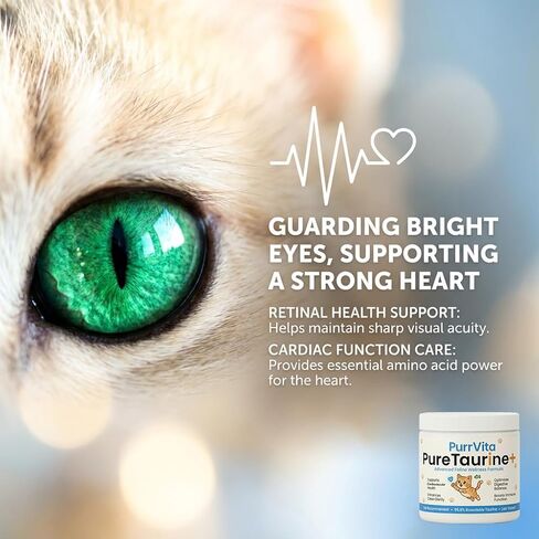 Taurine Supplement for Cats,PurrVita Taurine- 99.9% Pure Taurine Supports Vitality & Coat Health, Easy to Mix in Food, with Dosing Spoon, 200g in Saudi Arabia