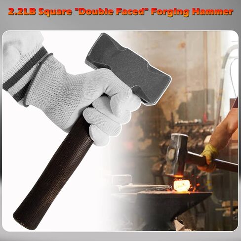 2.2LB Forging Square Hammer with Double Faces Perfect for Farrier Bladesmithing Blacksmith Anvil Knife in Saudi Arabia