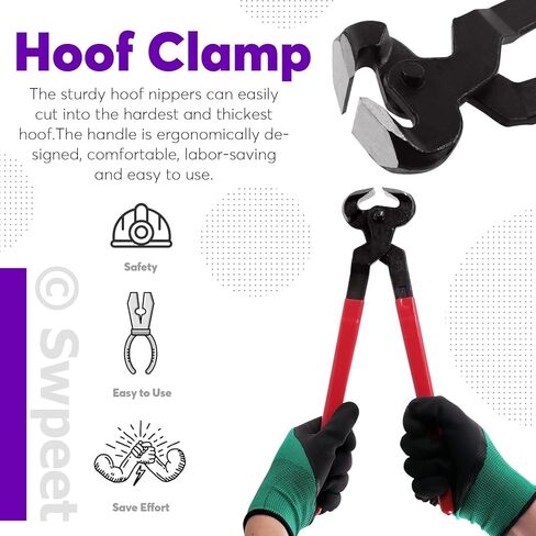 Swpeet 8Pcs Professional Farrier Tools Value Kit with Roll Pack, Horses Hoof Trimmers Shears Tools, Hoof Cutter, Farrier Rasp File and Rubber Handle, Hoof Nipper, Horseshoe Brush, Hoof Knife in Saudi Arabia