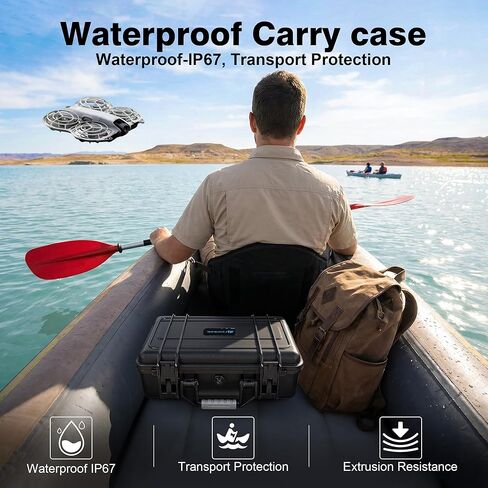 Lekufee Waterproof Hard Carrying Case for DJI Neo 2, Fly More Combo, DJI RC 2/RC N3, Battery(5 pcs), Charging Hub, and other Accessories(Case Only) in Saudi Arabia
