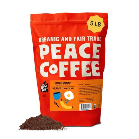 Peace Coffee Yeti Cold Brew Blend Ground Medium Roast Coffee, 5 lb, Organic Fair Trade, Smooth, Refreshing Flavor, Shade Grown, Fresh Roasted in Saudi Arabia