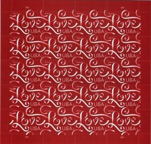 Love Ribbons Full Sheet of 20 X Forever U.S. Postage Stamps in Saudi Arabia