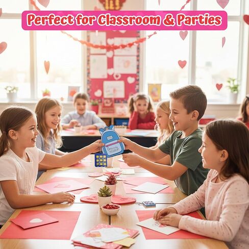 4E's Novelty 24 Pack Classroom Valentine Cards with Tic Tac Toe Keychains Games, Bulk Valentines Day Cards & Gifts for Kids School Valentines Classroom Exchange, Valentines Party Favors in Saudi Arabia