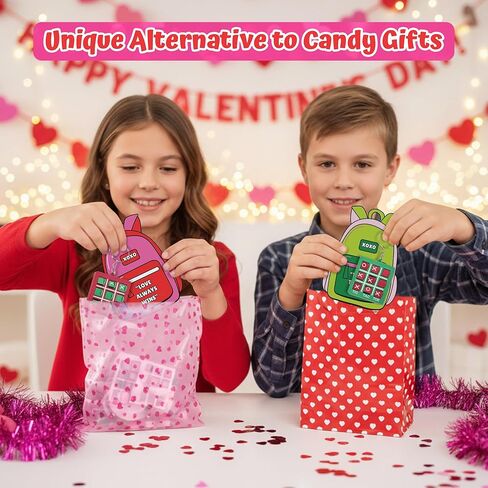 4E's Novelty 24 Pack Classroom Valentine Cards with Tic Tac Toe Keychains Games, Bulk Valentines Day Cards & Gifts for Kids School Valentines Classroom Exchange, Valentines Party Favors in Saudi Arabia