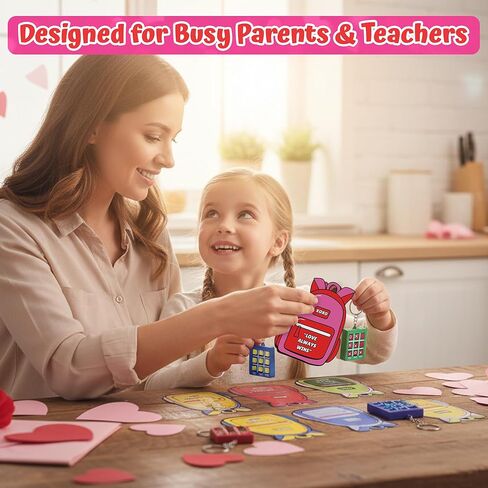 4E's Novelty 24 Pack Classroom Valentine Cards with Tic Tac Toe Keychains Games, Bulk Valentines Day Cards & Gifts for Kids School Valentines Classroom Exchange, Valentines Party Favors in Saudi Arabia