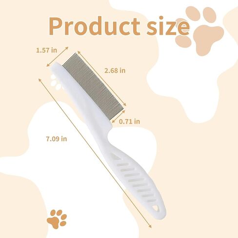 4-Pack Flea Comb for Dogs & Cats - Fine Tooth Stainless Steel Grooming Comb with Anti-Slip Rubber Handle, Removes Fleas, Tangles & Tear Stains (Black, Blue, White & Pink) in Saudi Arabia