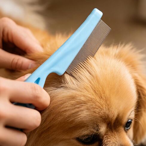 4-Pack Flea Comb for Dogs & Cats - Fine Tooth Stainless Steel Grooming Comb with Anti-Slip Rubber Handle, Removes Fleas, Tangles & Tear Stains (Black, Blue, White & Pink) in Saudi Arabia