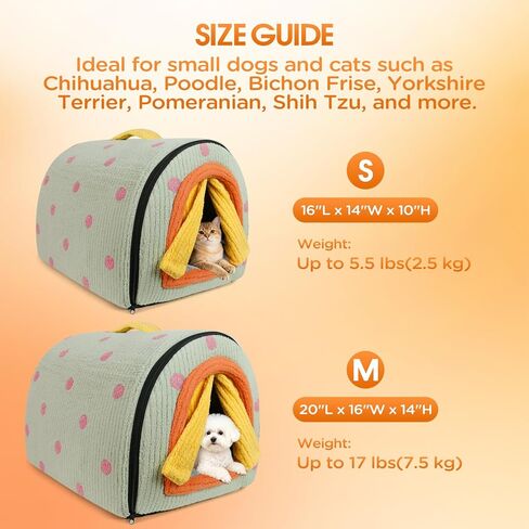 بيت الكلب الداخلي للكلاب الصغيرة، سرير كلب مغلق 2 في 1 مع ستارة، خيمة محمولة دافئة ومخبأ كهف للقطط مع وسادة قطيفة قابلة للغسل للحيوانات الأليفة التي يقل وزنها عن 5.5 رطل (أخضر، صغير) in Kuwait