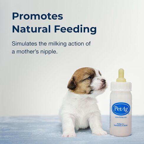 PetAg Nursing Kit - 2 oz, Pack of 2 - Promotes The Natural Feeding of Liquids to Baby Animals - Each Kit Includes 2 oz. Bottle with Cap, 5 Nipples & Cleaning Brush in Saudi Arabia