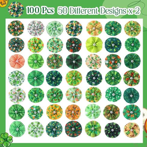 Sweetude 100 Pcs St. Patrick's Day Dog Collar Flowers Charms Bulk Shamrock Pet Flower Collar Bow Ties Dog Accessories Grooming Supplies Puppy Bows Slides Attachment for Small Medium Large Cat in Saudi Arabia