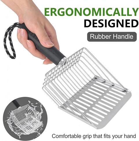 [2026 Version]Efficient Metal Cat Litter Scoop- Stainless Steel Cat Litter Scooper with Holder, Heavy Duty Litter Sifter, Scoop Away Kkitty Litter Box Scooper-Cat Scooper for Litter Box Cleaning in Saudi Arabia
