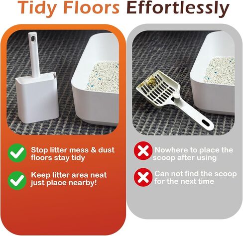 Cat Pooper Scooper, 2 in 1 Cat Litter Scoop with Holder Stand Cat Stuff Cat Scooper for Litter Box Cat Accessories Cat Supplies Kitty Litter Scoop Heavy Duty and Easy Clean Scoop Away Cat Litter in Saudi Arabia