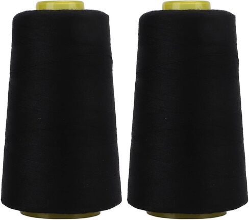 Serger Thread Polyester Black 2Pcs Premium Fray Fadeless Durable Sturdy High Strength Sewing Machine Thread for Quilting Overlock Piecing Machine Hand Sewing Crafts 3000 Yards in Saudi Arabia