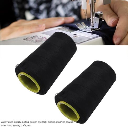 Serger Thread Polyester Black 2Pcs Premium Fray Fadeless Durable Sturdy High Strength Sewing Machine Thread for Quilting Overlock Piecing Machine Hand Sewing Crafts 3000 Yards in Saudi Arabia