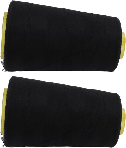 Serger Thread Polyester Black 2Pcs Premium Fray Fadeless Durable Sturdy High Strength Sewing Machine Thread for Quilting Overlock Piecing Machine Hand Sewing Crafts 3000 Yards in Saudi Arabia