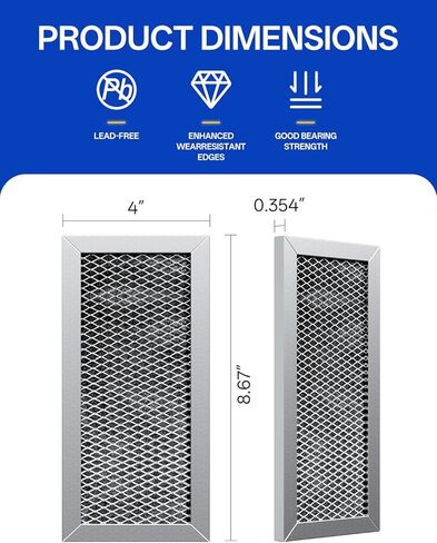 استبدال فلتر الميكروويف JX81H مقاس 8.63 بوصة × 4 بوصة لـ WB02X10956، WB02X11544، WB2X10956 يناسب فلتر الكربون من سامسونج - ينعش ويرشح هواء المطبخ في مروحة موقد الفرن فوق النطاق (عبوتان) in Kuwait