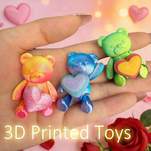 24 حزمة من هدايا عيد الحب للأطفال - ألعاب دب صغيرة مطبوعة ثلاثية الأبعاد مع قلوب وبطاقات دوارة، ألعاب حيوانات مفصلية لتبادل الفصول الدراسية، هدايا الحفلات، جوائز المدرسة in Kuwait