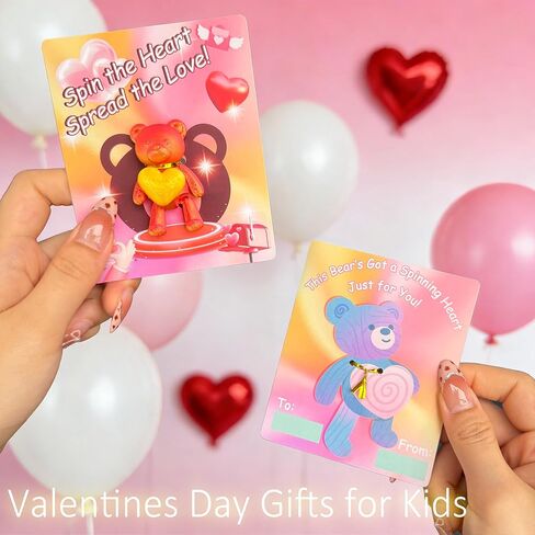 24 حزمة من هدايا عيد الحب للأطفال - ألعاب دب صغيرة مطبوعة ثلاثية الأبعاد مع قلوب وبطاقات دوارة، ألعاب حيوانات مفصلية لتبادل الفصول الدراسية، هدايا الحفلات، جوائز المدرسة in Kuwait