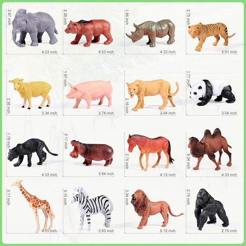 Safari Animals Figures Toys, Realistic Jumbo Wild Zoo Forest Figurines Plastic African Jungle Animals Playset for Kids Toddlers, 16Piece Gift Set in Saudi Arabia