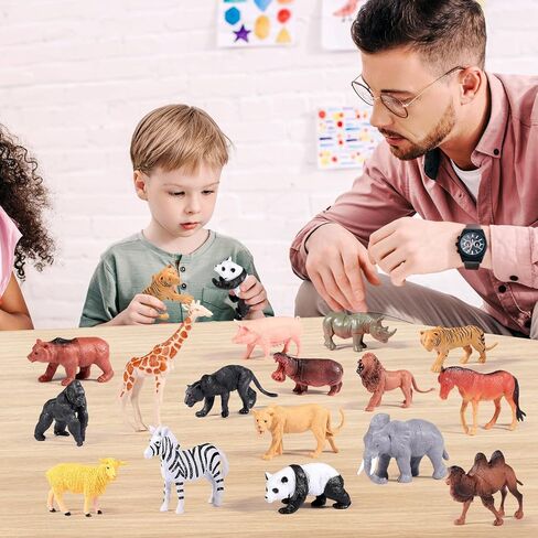 Safari Animals Figures Toys, Realistic Jumbo Wild Zoo Forest Figurines Plastic African Jungle Animals Playset for Kids Toddlers, 16Piece Gift Set in Saudi Arabia