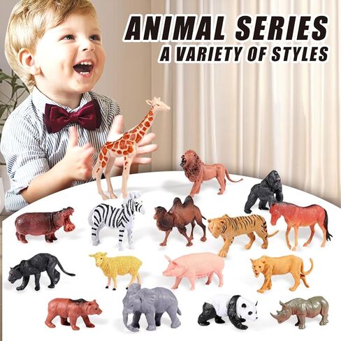 Safari Animals Figures Toys, Realistic Jumbo Wild Zoo Forest Figurines Plastic African Jungle Animals Playset for Kids Toddlers, 16Piece Gift Set in Saudi Arabia