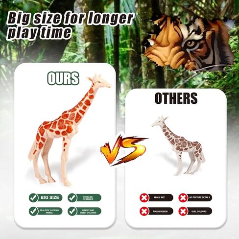 Safari Animals Figures Toys, Realistic Jumbo Wild Zoo Forest Figurines Plastic African Jungle Animals Playset for Kids Toddlers, 16Piece Gift Set in Saudi Arabia