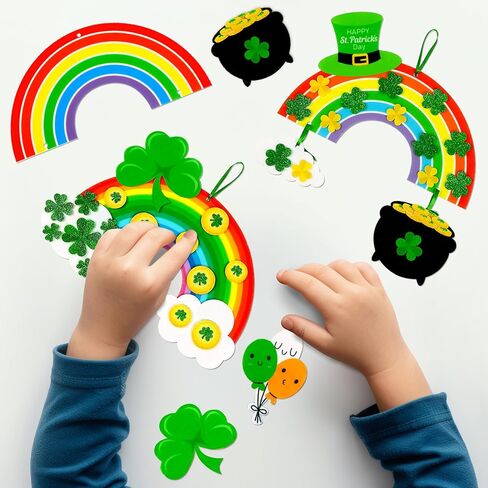 80UncleKimby 15Pcs St Patricks Day Crafts: Shamrock Rainbow DIY Art Kit Decorations for Classroom School Activities Party Supplies in Saudi Arabia