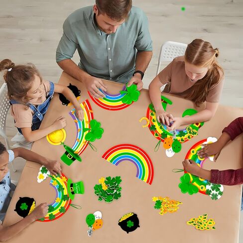 80UncleKimby 15Pcs St Patricks Day Crafts: Shamrock Rainbow DIY Art Kit Decorations for Classroom School Activities Party Supplies in Saudi Arabia