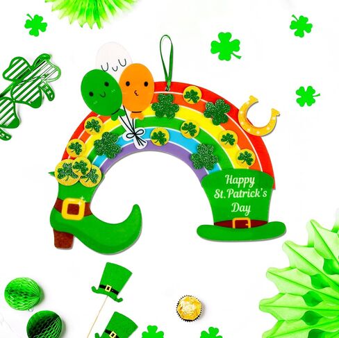 80UncleKimby 15Pcs St Patricks Day Crafts: Shamrock Rainbow DIY Art Kit Decorations for Classroom School Activities Party Supplies in Saudi Arabia