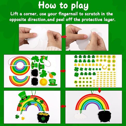 80UncleKimby 15Pcs St Patricks Day Crafts: Shamrock Rainbow DIY Art Kit Decorations for Classroom School Activities Party Supplies in Saudi Arabia