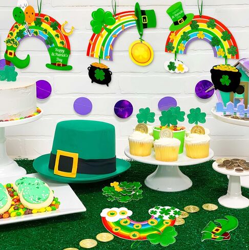 80UncleKimby 15Pcs St Patricks Day Crafts: Shamrock Rainbow DIY Art Kit Decorations for Classroom School Activities Party Supplies in Saudi Arabia
