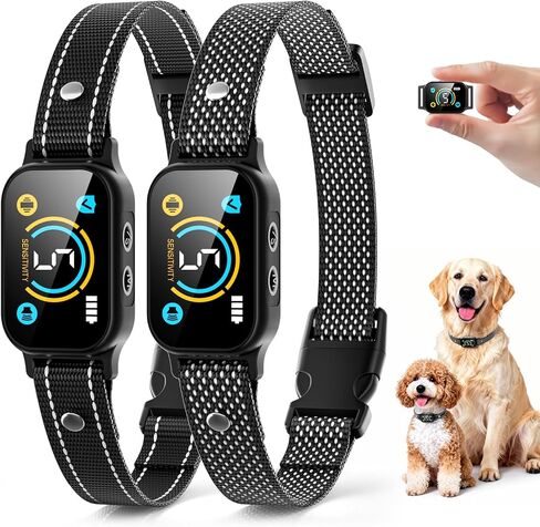 2 Pack Bark Collar, Smart Dog Bark Collar for Large Medium Small Dogs, Rechargeable Ultra-Light Training Collar with Beep Vibration, Anti Barking Device with 5-Level Sensitivity (Black) in Saudi Arabia