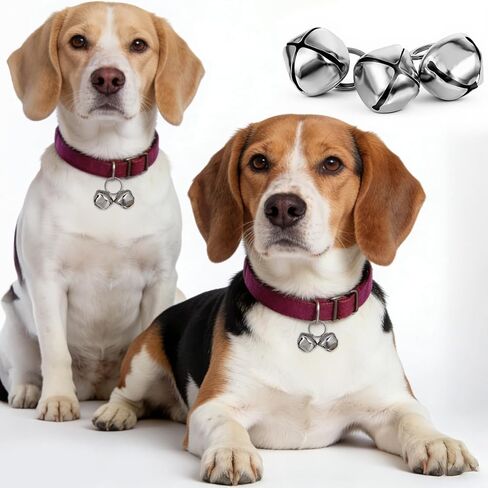 3 Pcs Bells for Dog Collars, Large Jingle Bells 1.18'' Dog Collar with Bell Pet Pendant Accessories for Dogs Cats Handmade Metal Silver in Saudi Arabia
