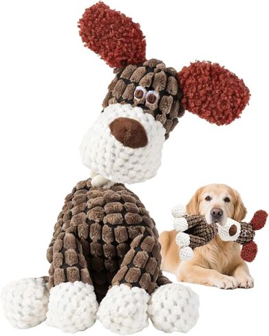 Indestructible Dog Toys,New Dog Toys for Aggressive Chewers,Squeaky Durable Chew Toy for Indoor Pups Teething,Puppy Teething Toys (Brown Dog) in Saudi Arabia
