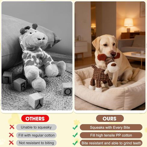 Indestructible Dog Toys,New Dog Toys for Aggressive Chewers,Squeaky Durable Chew Toy for Indoor Pups Teething,Puppy Teething Toys (Brown Dog) in Saudi Arabia